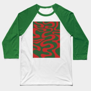 Swirl, Liquid, Line Pattern in Christmas Holidays Green and Red Baseball T-Shirt